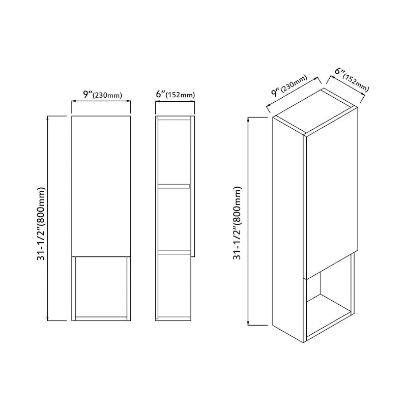 Meuble Colonne Étroit de Salle de Bain avec 9 Compartiments, Unité de Rangement Fine sur Pied