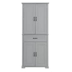 Meuble de Rangement Salle de Bain Haut de 183 cm avec Portes et Tiroir, Espaces de Rangement Multiples, Étagère Réglable, Gris