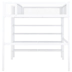 Lit mezzanine double en métal avec étagères à 4 niveaux et rangement, noir
