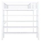 Lit mezzanine double en métal avec étagères à 4 niveaux et rangement, noir
