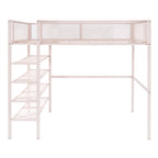Lit mezzanine double en métal avec étagères à 4 niveaux et rangement, noir
