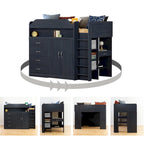 Lit mezzanine double/complet avec bureau intégré, garantie de 5 ans