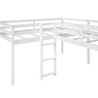 Lit mezzanine simple en bois en forme de L Merax avec échelle et toboggan