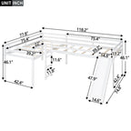 Lit mezzanine simple en bois en forme de L Merax avec échelle et toboggan