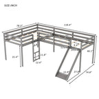 Lit mezzanine simple en bois en forme de L Merax avec échelle et toboggan