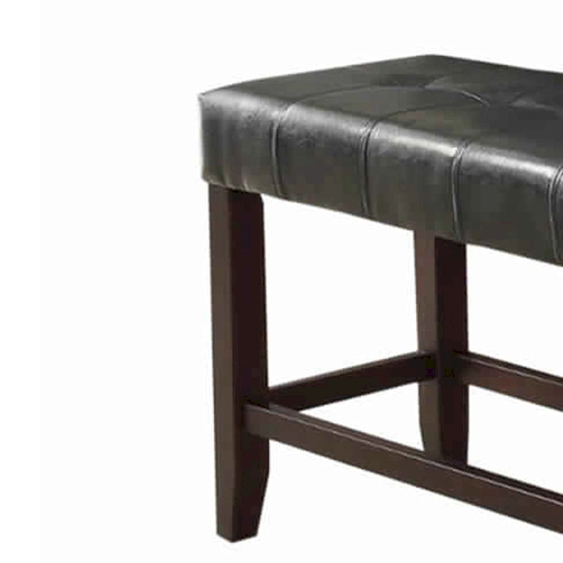 Banc haut en bois avec assise capitonnée noire et marron