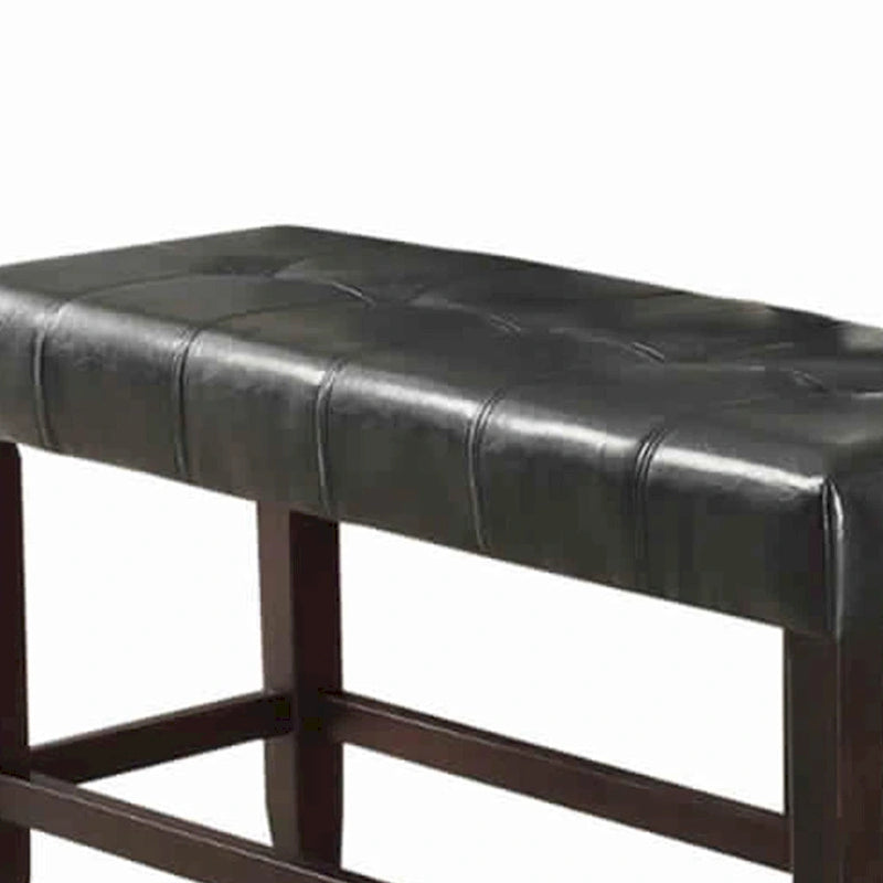 Banc haut en bois avec assise capitonnée noire et marron