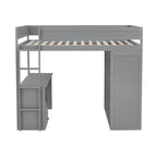 Lit mezzanine en bois Merax avec armoires et bureau à 2 tiroirs avec armoire de rangement