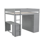 Lit mezzanine en bois Merax avec armoires et bureau à 2 tiroirs avec armoire de rangement