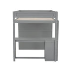 Lit mezzanine en bois Merax avec armoires et bureau à 2 tiroirs avec armoire de rangement