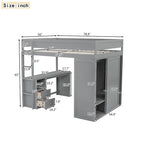 Lit mezzanine en bois Merax avec armoires et bureau à 2 tiroirs avec armoire de rangement