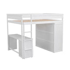 Lit mezzanine en bois Merax avec armoires et bureau à 2 tiroirs avec armoire de rangement