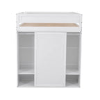 Lit mezzanine en bois Merax avec armoires et bureau à 2 tiroirs avec armoire de rangement