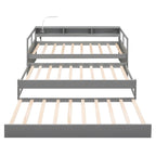 Lit de repos double XL en bois avec 2 lits gigognes, 3 compartiments de rangement et port de chargement USB