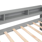 Lit de repos double XL en bois avec 2 lits gigognes, 3 compartiments de rangement et port de chargement USB