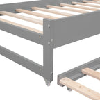 Lit de repos double XL en bois avec 2 lits gigognes, 3 compartiments de rangement et port de chargement USB