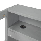 Lit de repos double XL en bois avec 2 lits gigognes, 3 compartiments de rangement et port de chargement USB