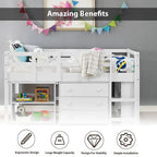 Lit mezzanine jumeau avec bureau, lit mezzanine jumeau bas pour enfants avec rangement, lit mezzanine en pin pour enfants, lit mezzanine jumeau avec armoire