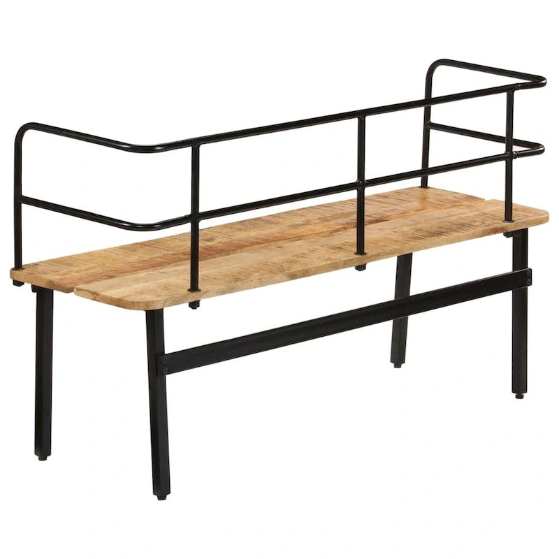 Banc d'entrée en bois de manguier massif, assise en bois dur naturel 120x40x70 cm