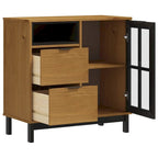 Buffet en Bois de Pin Massif avec Porte Vitrée, 80x40x80 cm