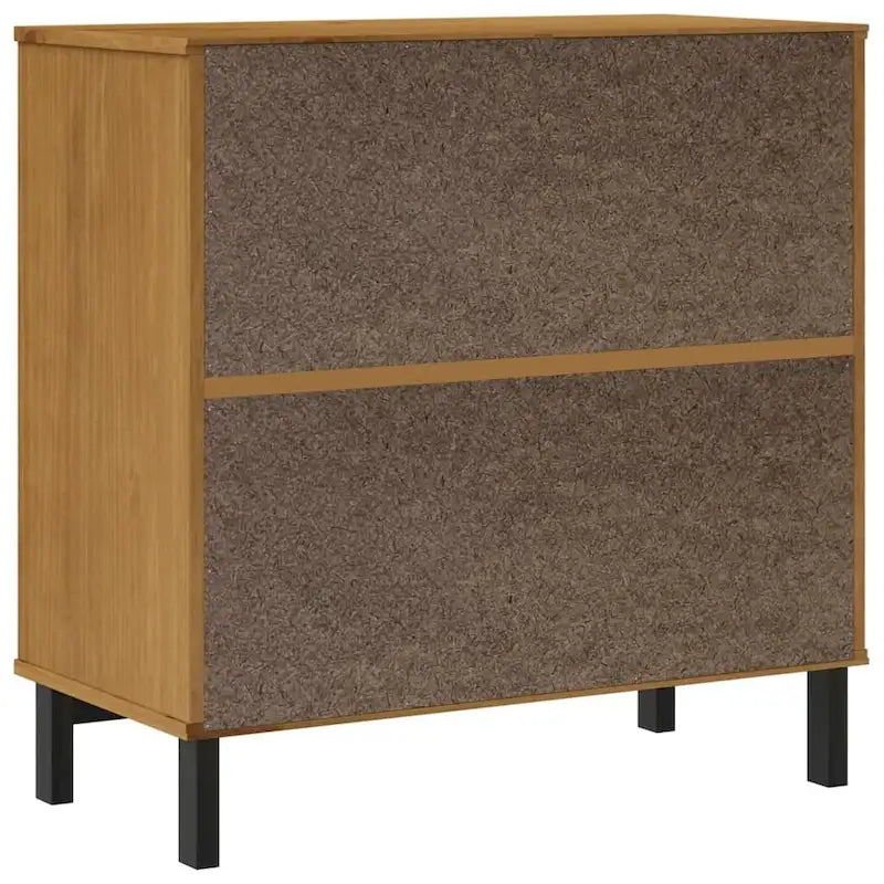 Buffet en Bois de Pin Massif avec Porte Vitrée, 80x40x80 cm