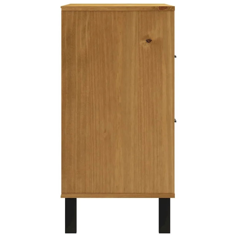 Buffet en Bois de Pin Massif avec Porte Vitrée, 80x40x80 cm