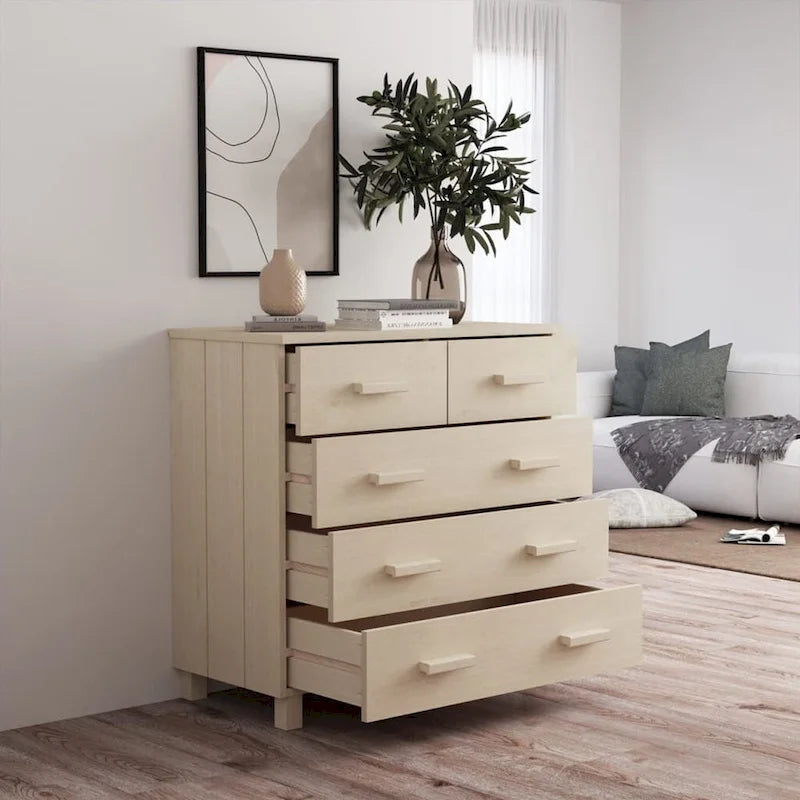 Meuble d'appoint/buffet/console en pin massif avec tiroirs, 79x40x80 cm