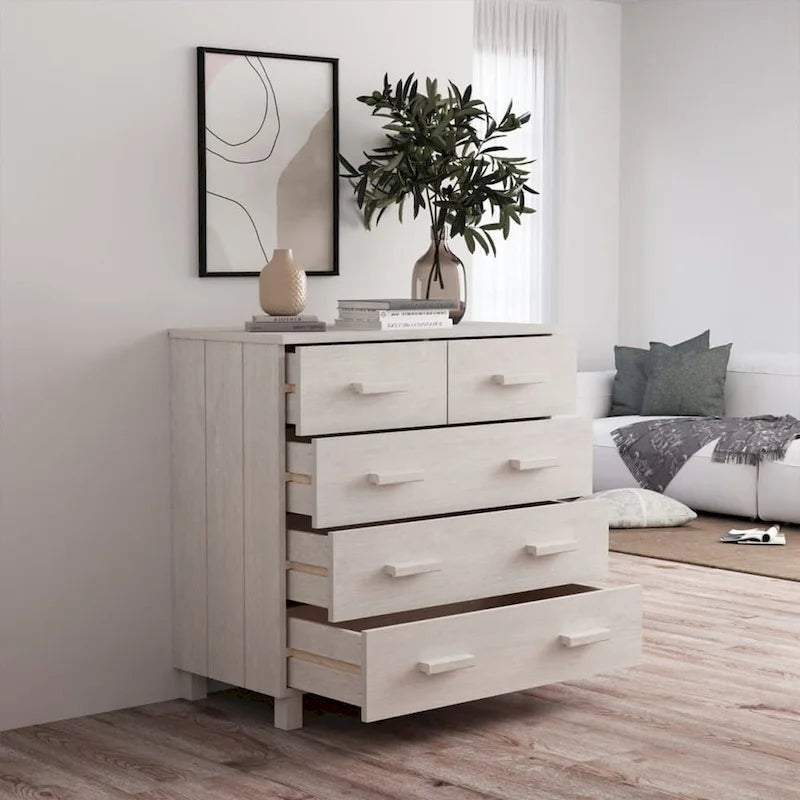 Meuble d'appoint/buffet/console en pin massif avec tiroirs, 79x40x80 cm