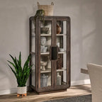 Vitrine moderne avec portes vitrées et étagères ouvertes