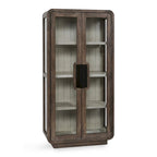 Vitrine moderne avec portes vitrées et étagères ouvertes