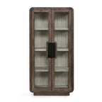 Vitrine moderne avec portes vitrées et étagères ouvertes