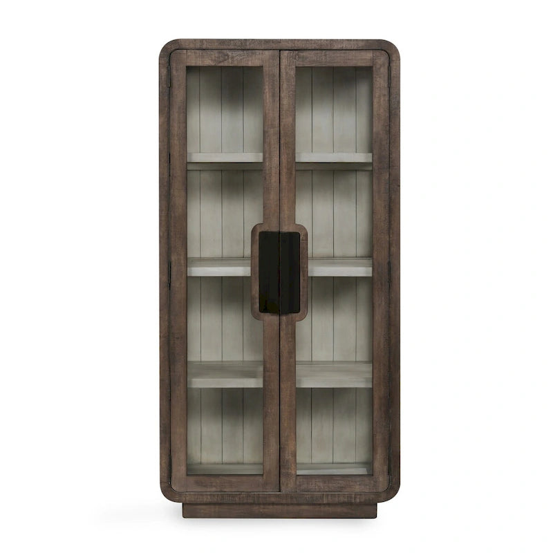 Vitrine moderne avec portes vitrées et étagères ouvertes