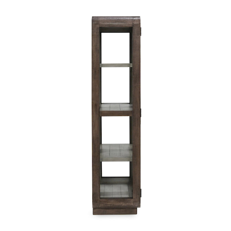 Vitrine moderne avec portes vitrées et étagères ouvertes