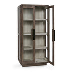 Vitrine moderne avec portes vitrées et étagères ouvertes