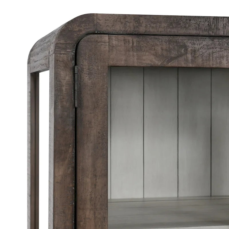 Vitrine moderne avec portes vitrées et étagères ouvertes