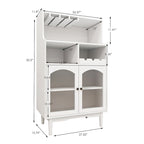 Meuble à vin de salon avec casier à vin et porte-verres amovibles - 27,56L * 15,75l * 50,39H