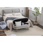 Banc de rangement en tissu de velours Banc de chambre à coucher avec pieds en bois pour salon, chambre à coucher, intérieur