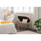 Banc de rangement en tissu de velours Banc de chambre à coucher avec pieds en bois pour salon, chambre à coucher, intérieur