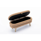 Banc de rangement en tissu de velours Banc de chambre à coucher avec pieds en bois pour salon, chambre à coucher, intérieur