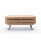 Banc de rangement en tissu de velours Banc de chambre à coucher avec pieds en bois pour salon, chambre à coucher, intérieur