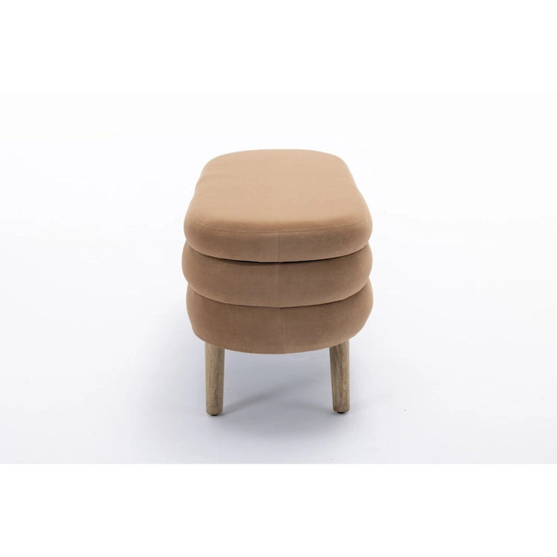 Banc de rangement en tissu de velours Banc de chambre à coucher avec pieds en bois pour salon, chambre à coucher, intérieur