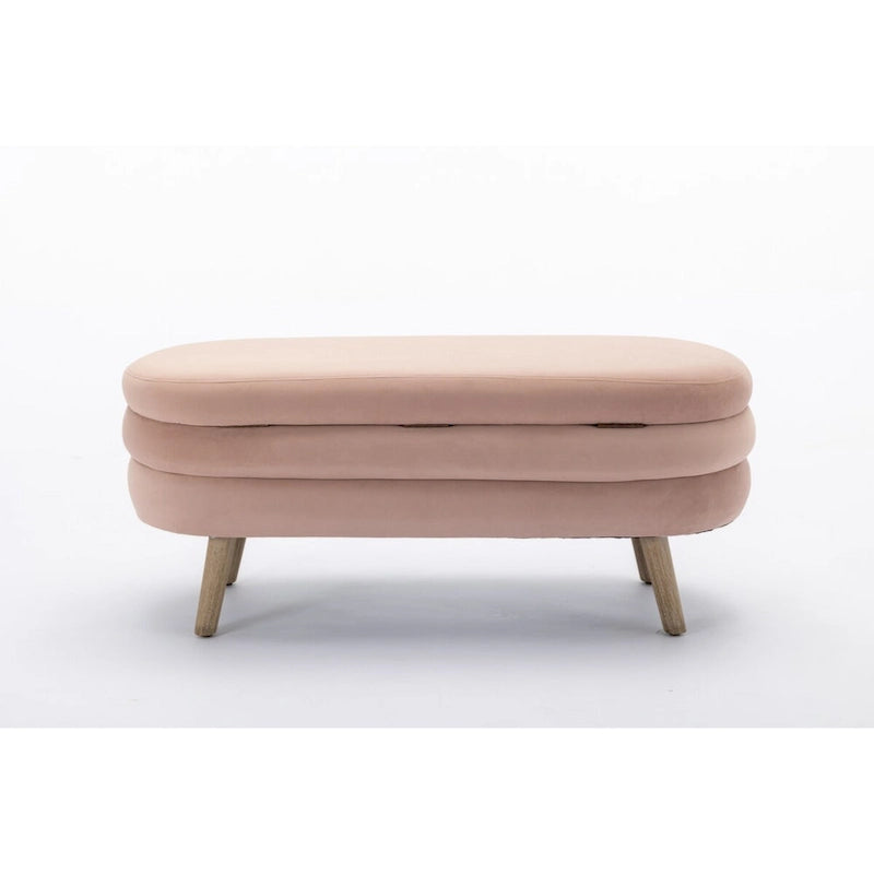 Banc de rangement en tissu de velours Banc de chambre à coucher avec pieds en bois pour salon, chambre à coucher, intérieur