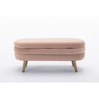 Banc de rangement en tissu de velours Banc de chambre à coucher avec pieds en bois pour salon, chambre à coucher, intérieur