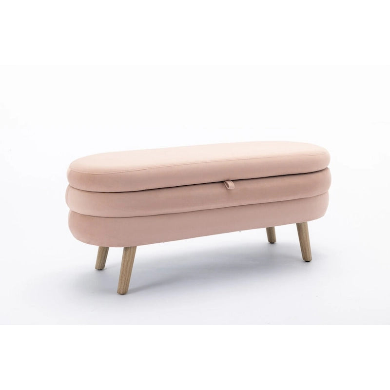 Banc de rangement en tissu de velours Banc de chambre à coucher avec pieds en bois pour salon, chambre à coucher, intérieur