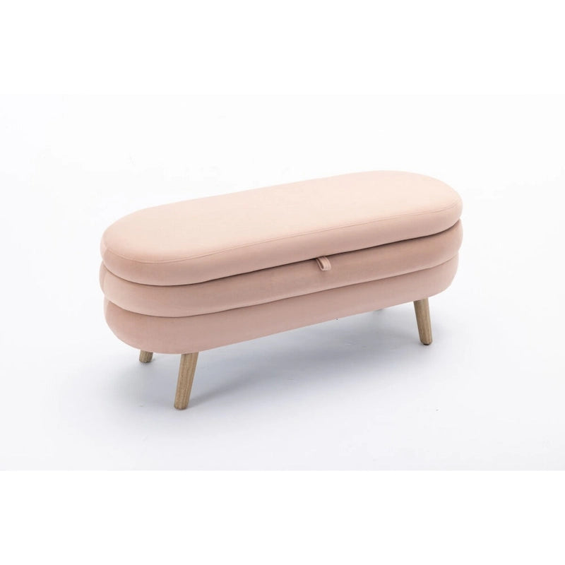 Banc de rangement en tissu de velours Banc de chambre à coucher avec pieds en bois pour salon, chambre à coucher, intérieur