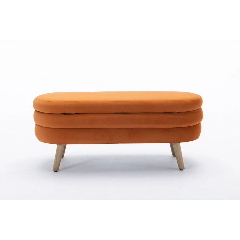 Banc de rangement en tissu de velours Banc de chambre à coucher avec pieds en bois pour salon, chambre à coucher, intérieur
