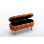 Banc de rangement en tissu de velours Banc de chambre à coucher avec pieds en bois pour salon, chambre à coucher, intérieur