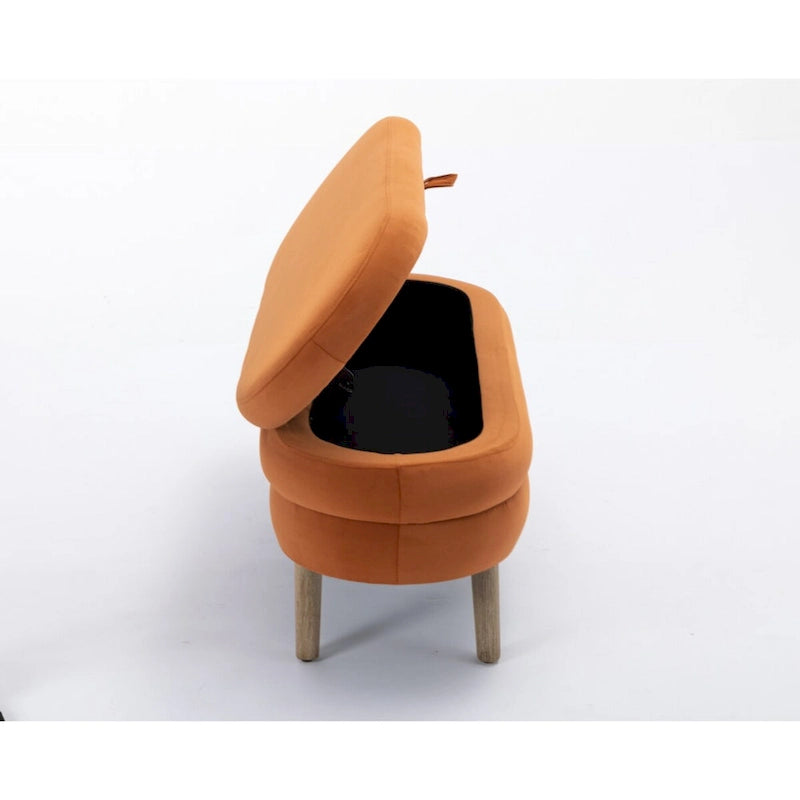 Banc de rangement en tissu de velours Banc de chambre à coucher avec pieds en bois pour salon, chambre à coucher, intérieur