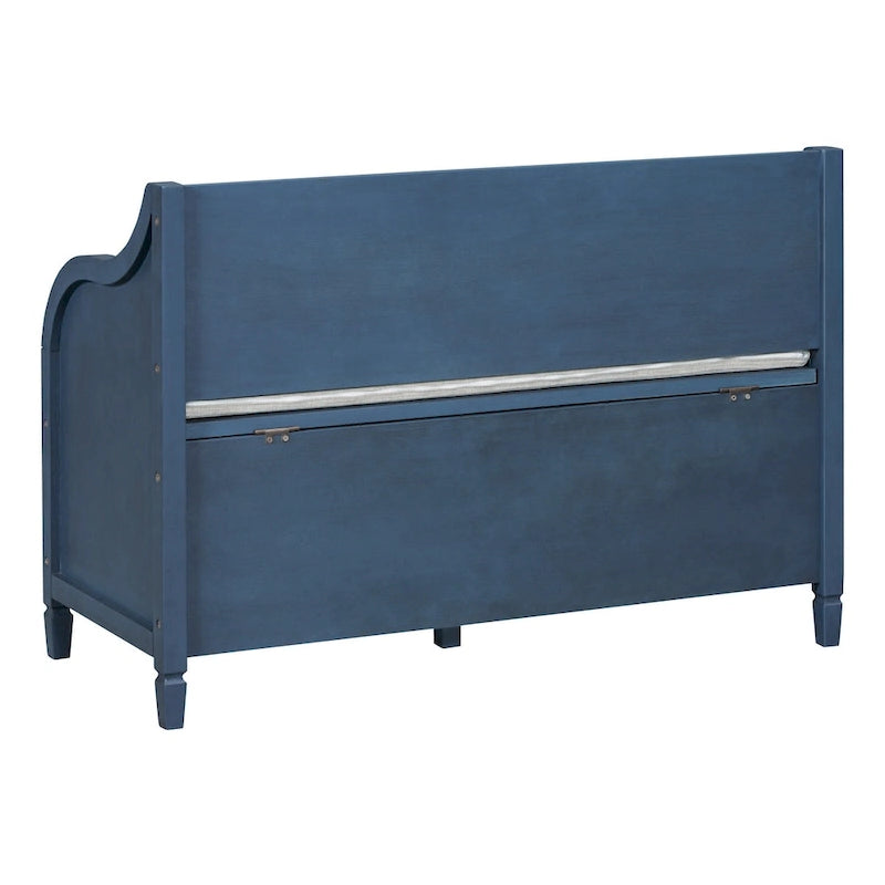 Banc de rangement multifonctionnel en bois massif de style rustique pour entrée avec charnière de sécurité