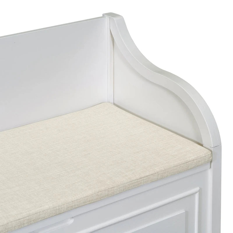 Banc de rangement multifonctionnel en bois massif de style rustique pour entrée avec charnière de sécurité
